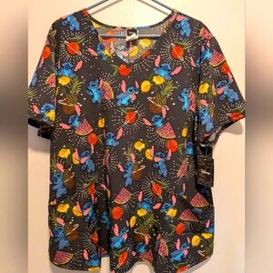 Disney Women's Gray Graphic Top Scrubs